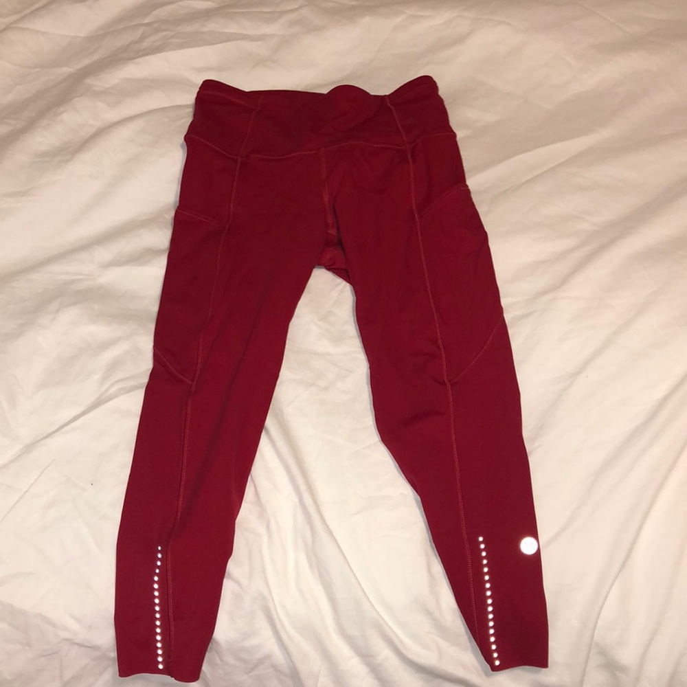 bright red lululemon capris